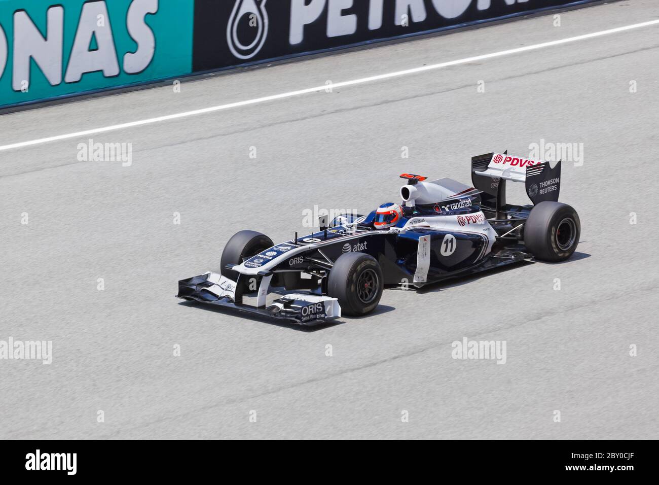 SEPANG, MALAISIE - 8 avril : Rubens Barrichello (Williams) à l'équipe d'ATT première pratique sur Formule 1 GP, 8 avril 2011, Sepang, Mala Banque D'Images