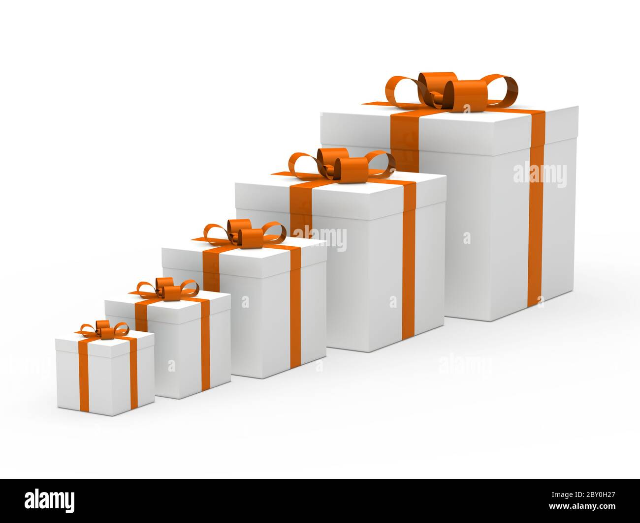 Boîte cadeau de noël ruban orange blanc Banque D'Images