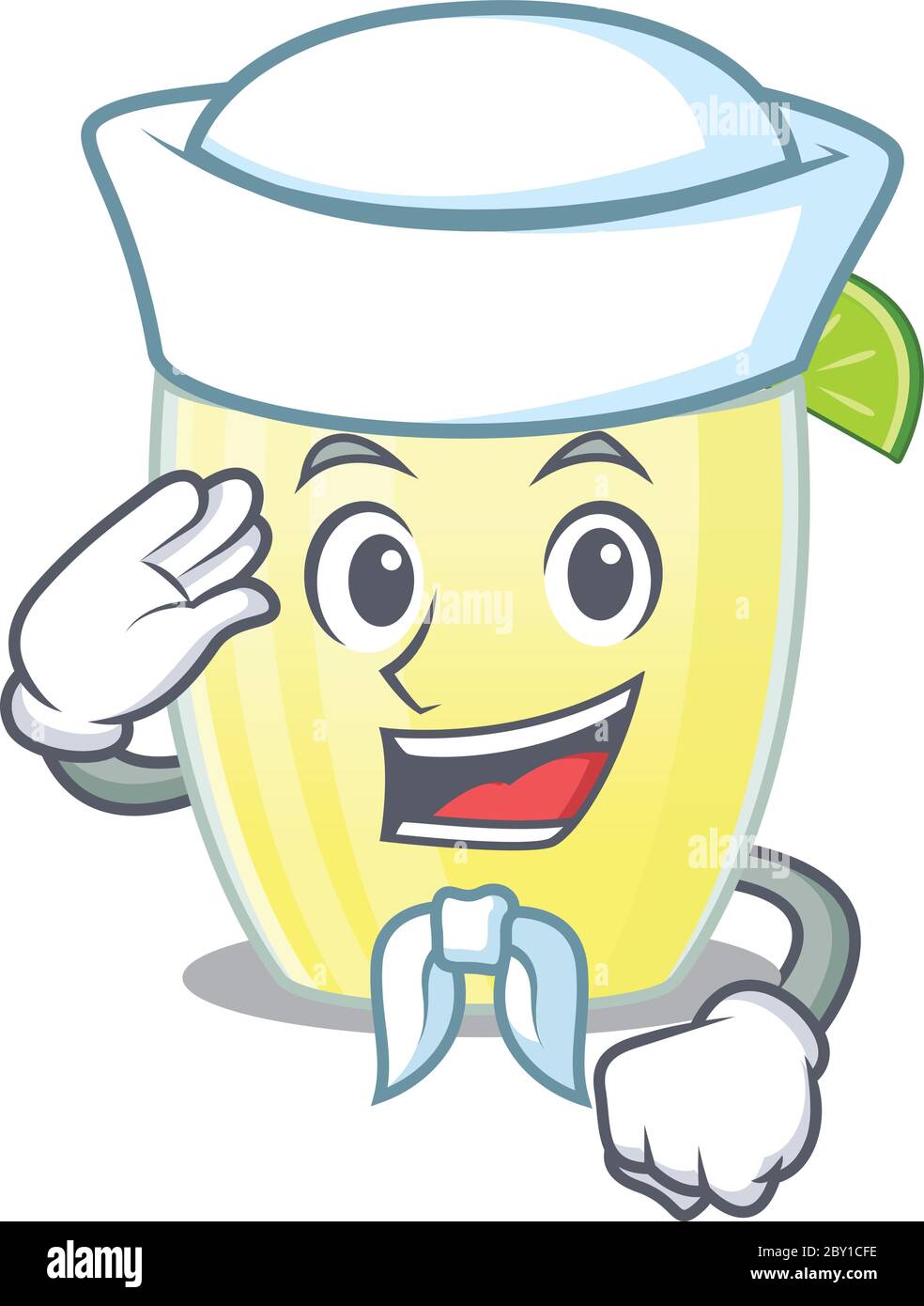 Smiley Sailor personnage de dessin animé de cocktail daiquiri portant chapeau blanc et cravate Illustration de Vecteur