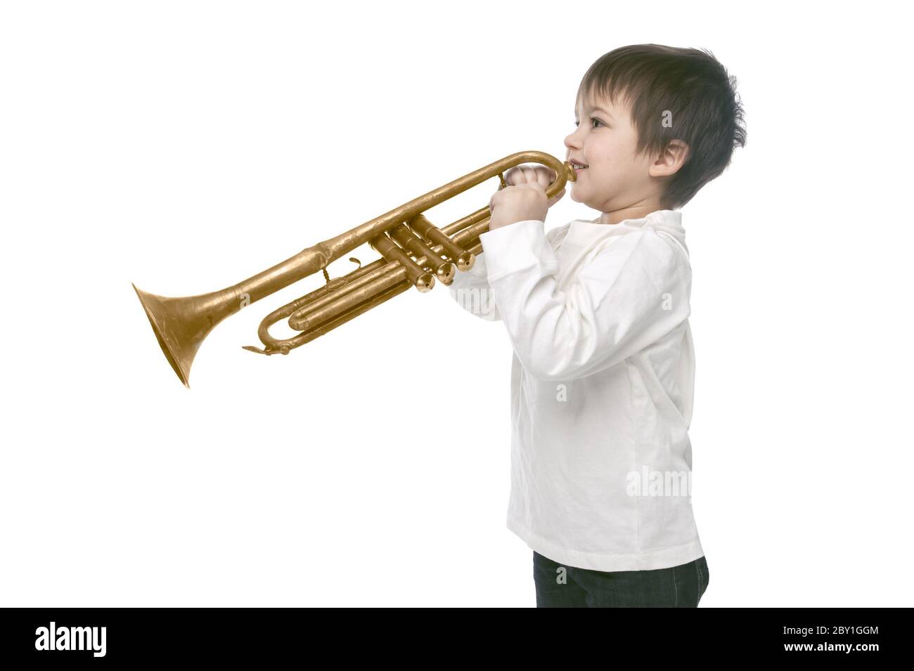 Trompette Jouet Pour Enfants Isolé Sur Fond Blanc Banque D'Images