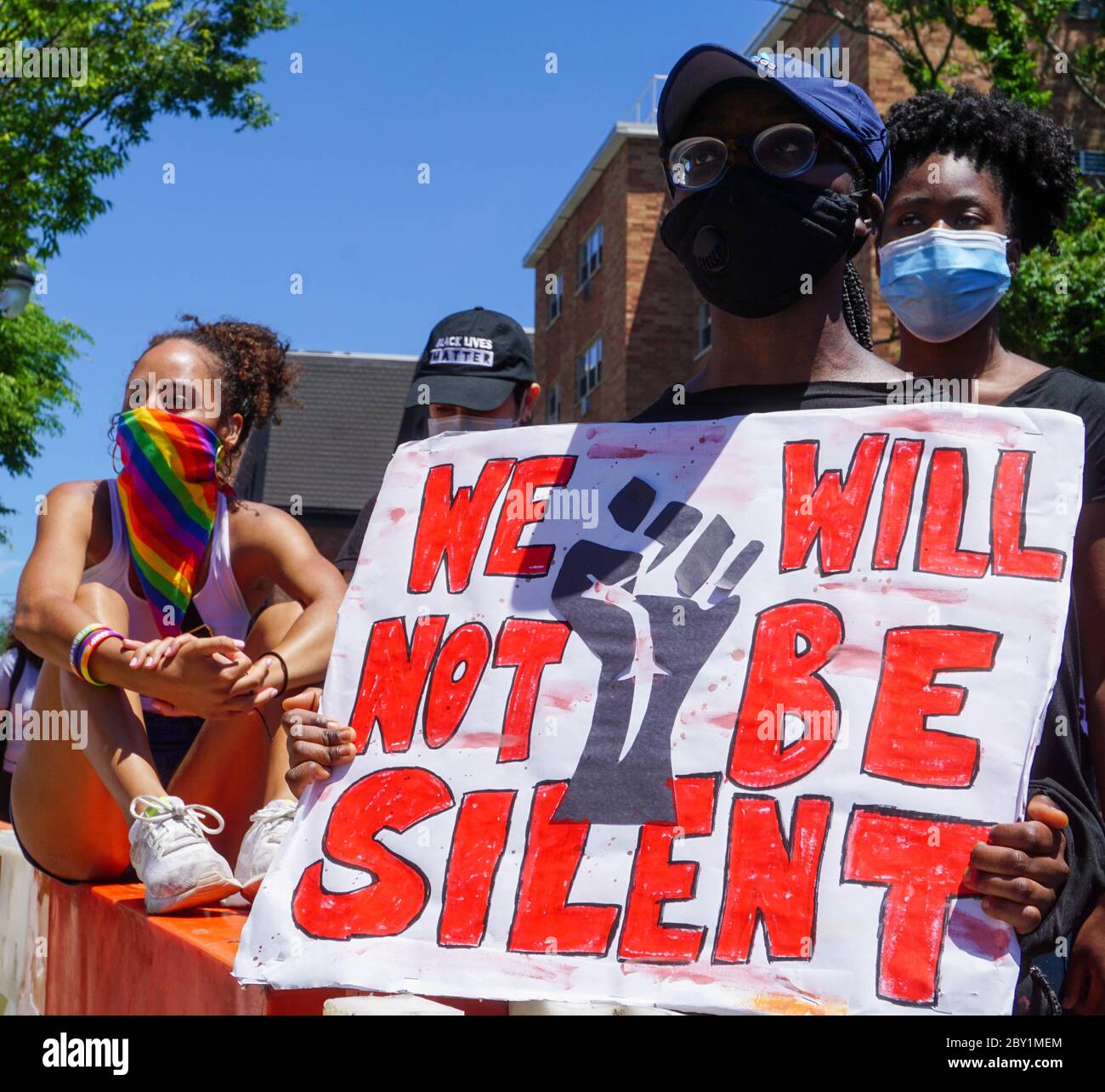Black Lives Matter Protest - We will not be Silent manifestants George Floyd - Ridgefield Park, comté de bergen, New Jersey usa lundi 8 juin 2020 Banque D'Images