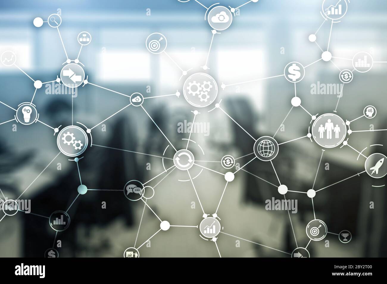 La structure des processus d'automatisation industrielle schéma de déroulement du concept d'innovation sur l'office. trouble Banque D'Images