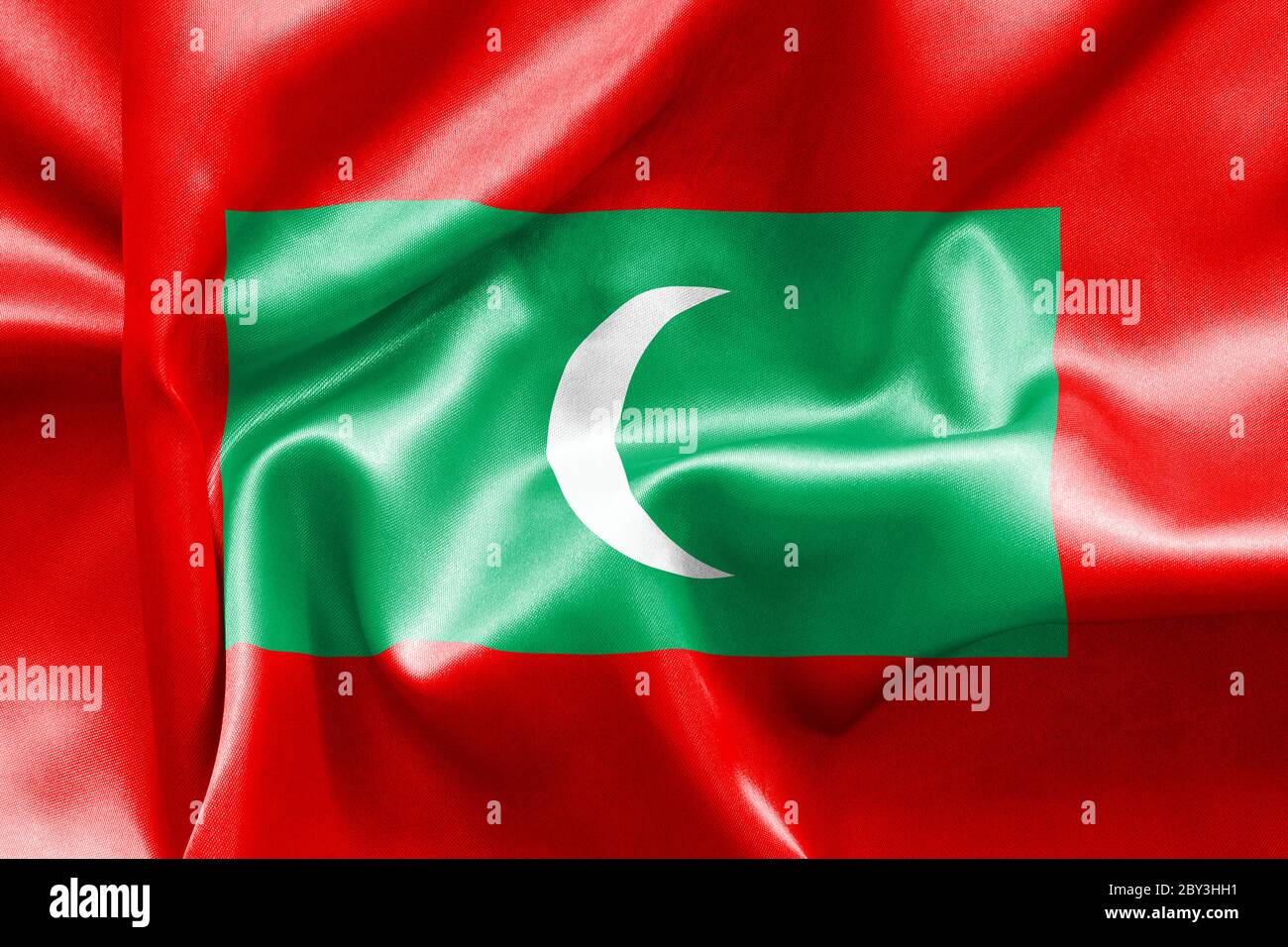 La texture du drapeau des Maldives s'est écroulée Banque D'Images