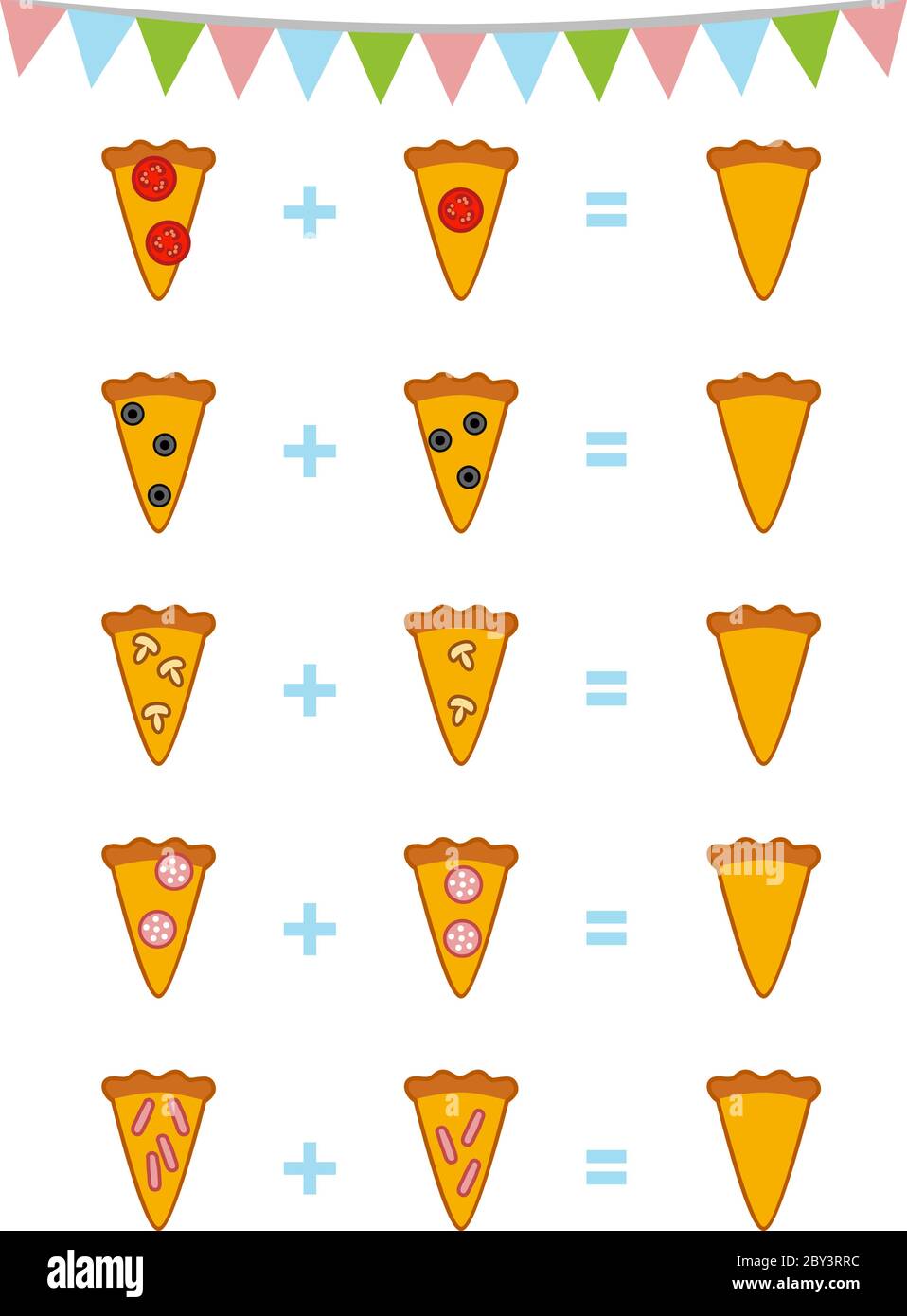 Jeu de comptage pour enfants de l'école préscolaire. Éducation un jeu mathématique. Comptez les chiffres sur l'image et écrivez le résultat Illustration de Vecteur