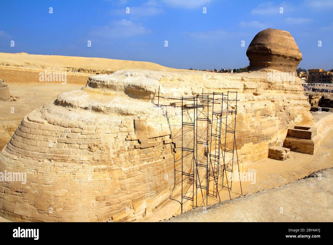 Célèbre égypte sphinx à Giza de derrière Banque D'Images