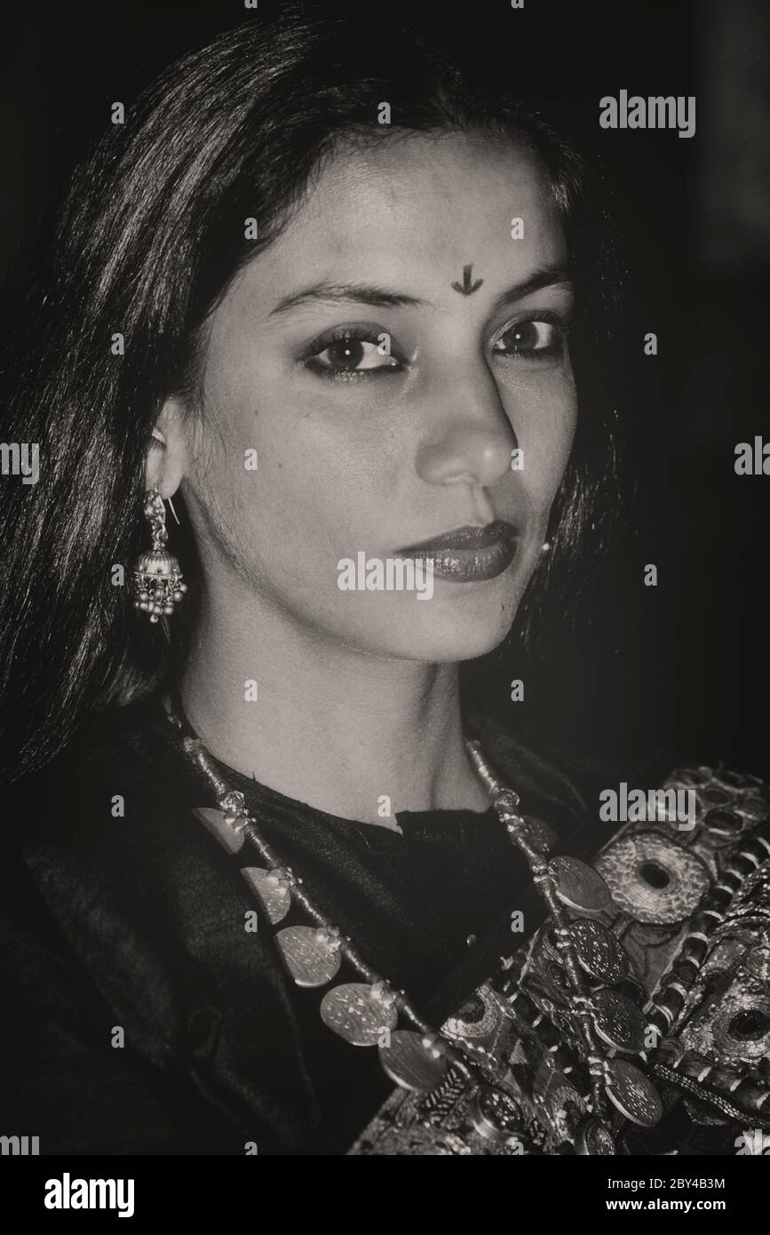 Portrait de Shabana Azmi. Actrice indienne de cinéma, télévision et théâtre. 1988 Banque D'Images