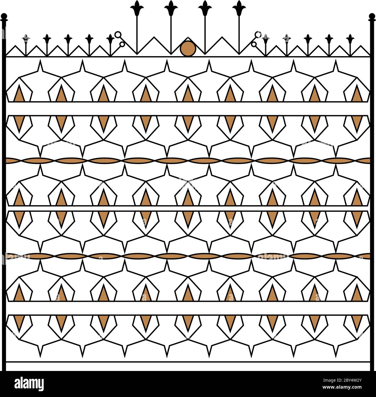 Porte en fer forgé, clôture, porte, fenêtre, Grille, garde-corps Design Illustration de Vecteur