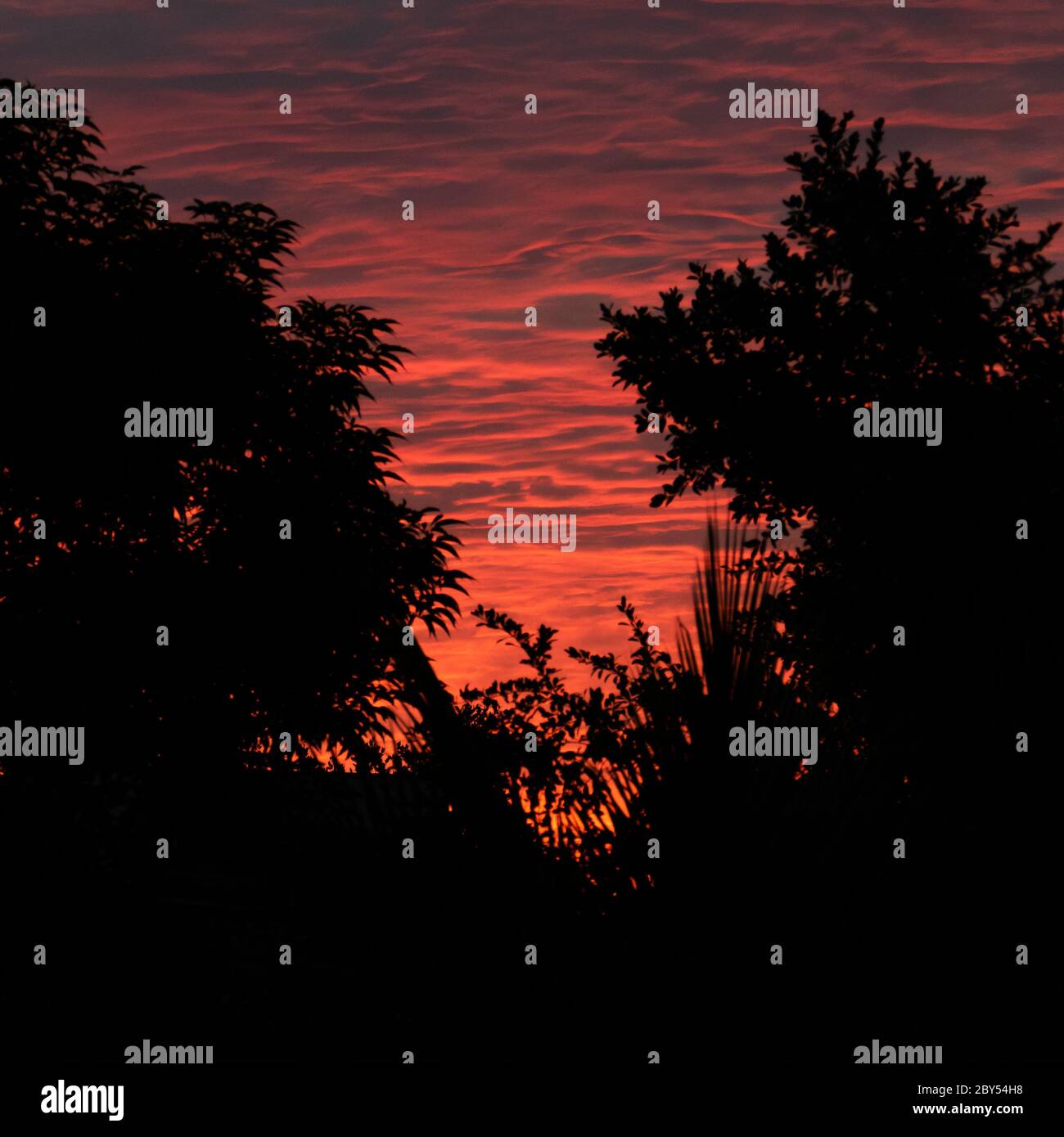 Coucher de soleil coloré à Anchieta, État de Espirito Santo, Brésil Banque D'Images