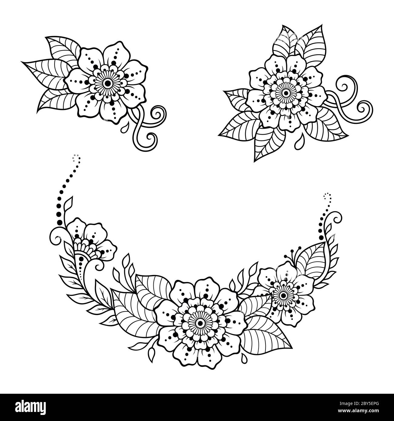 Motif de fleurs mehndi pour le dessin et le tatouage de Henna. Décoration ethnique orientale, de style indien. Illustration de Vecteur