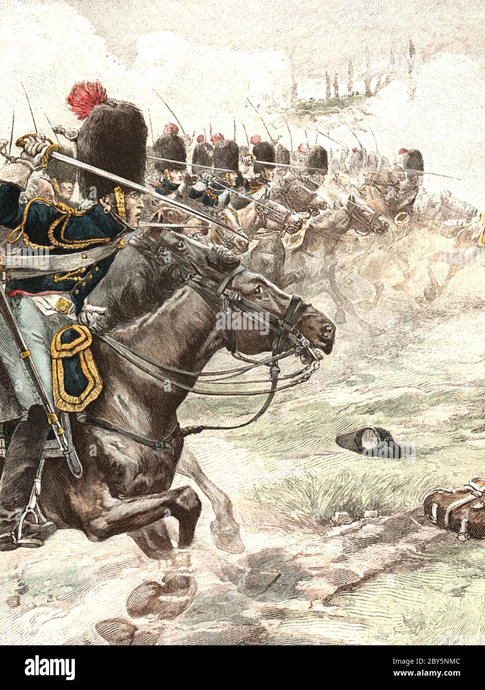 BATAILLE DE MARENGO 14 juin 1800 près d'Alessandria dans le Piémont, Italie. La cavalerie française du général François Kellermann fait payer les Autrichiens. Banque D'Images