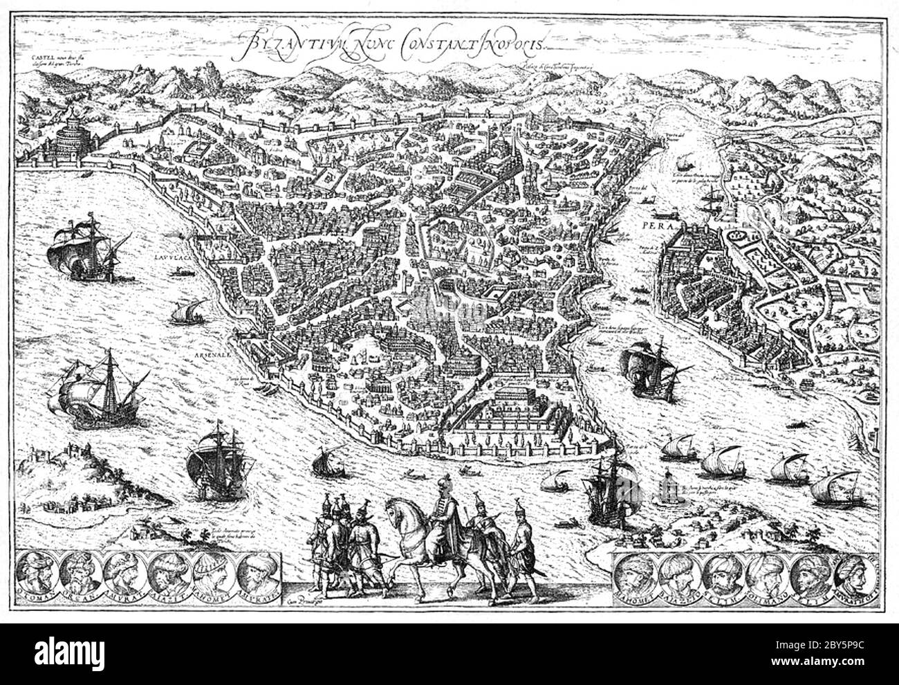 ISTANBUL (Constantinople) dans une carte de 1576 Banque D'Images
