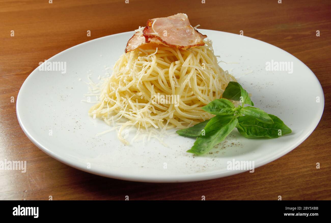 Spaghetti carbonara Banque D'Images