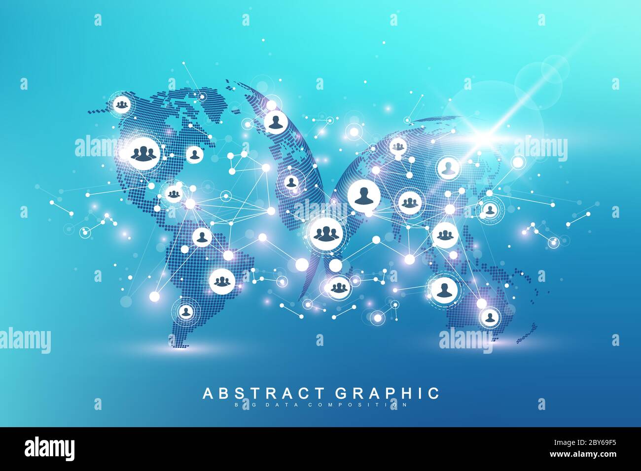Médias sociaux et marketing de réseau concept sur World Map background. Global business concept et la technologie de l'internet, d'analyse des réseaux. Vector Illustration de Vecteur