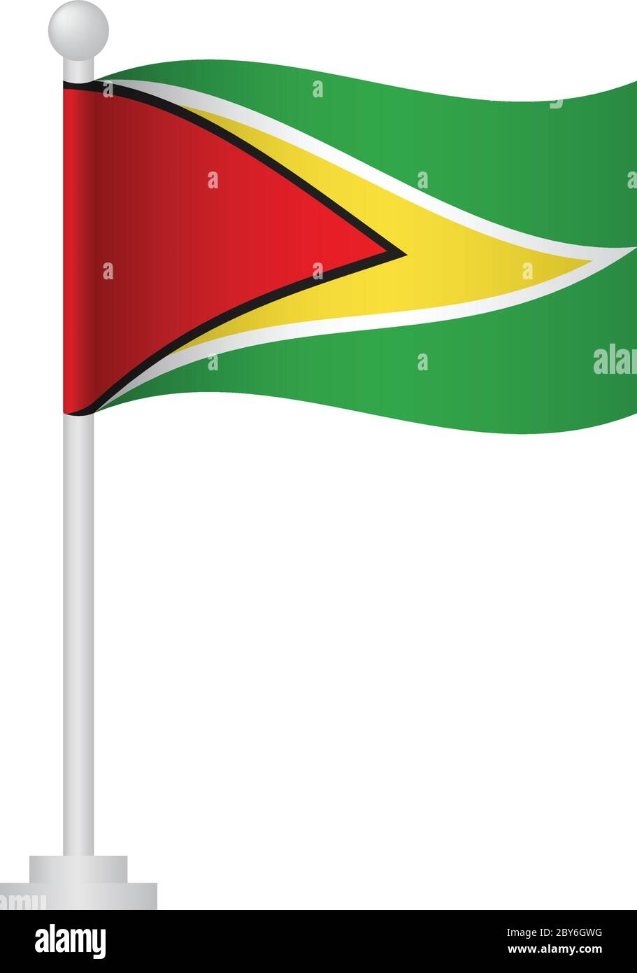 Drapeau de la Guyane. Drapeau national du Guyana sur le vecteur polaire Illustration de Vecteur