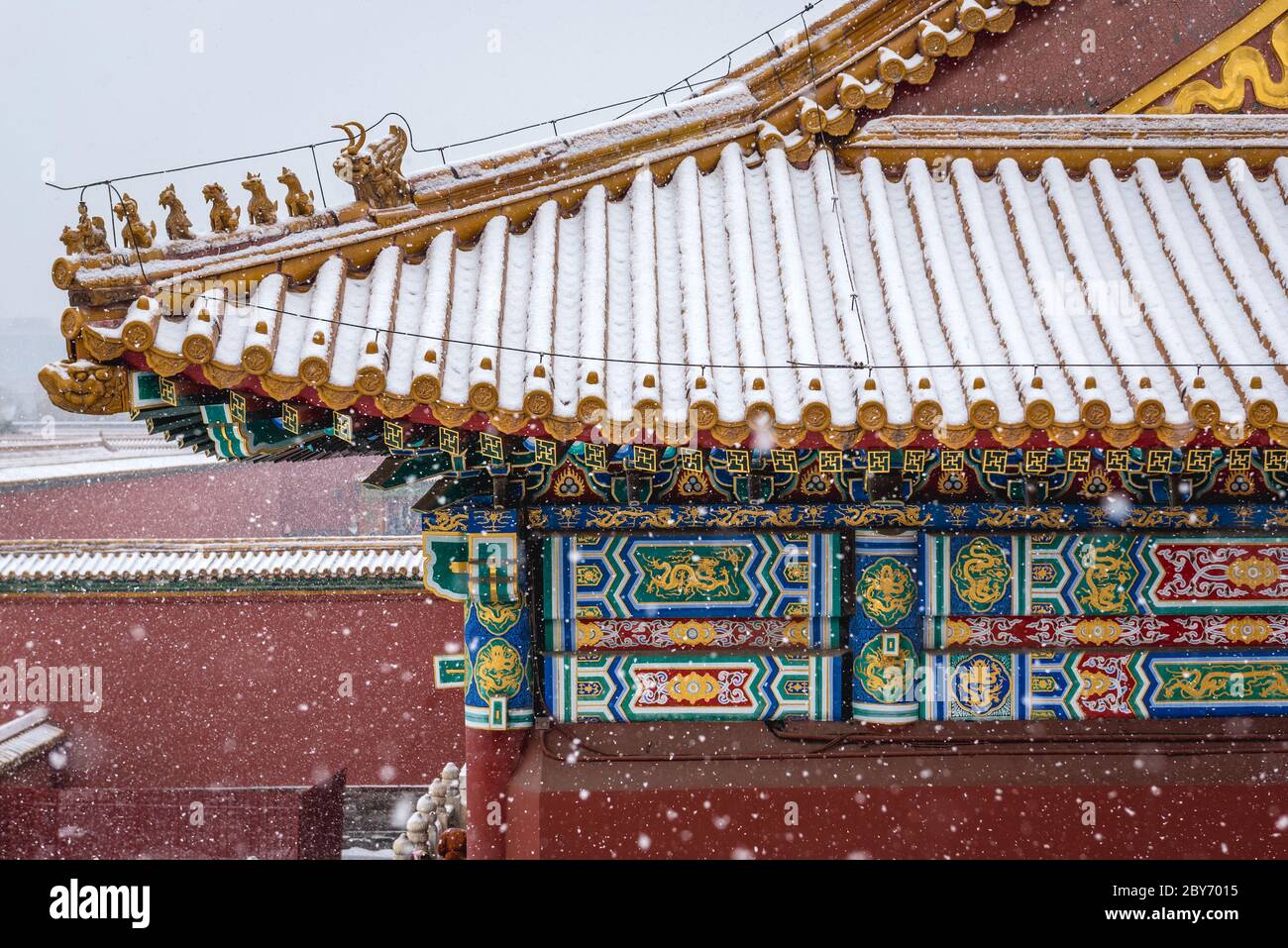 Détails de construction dans la Cité interdite - complexe de palais dans le centre de Pékin, Chine Banque D'Images