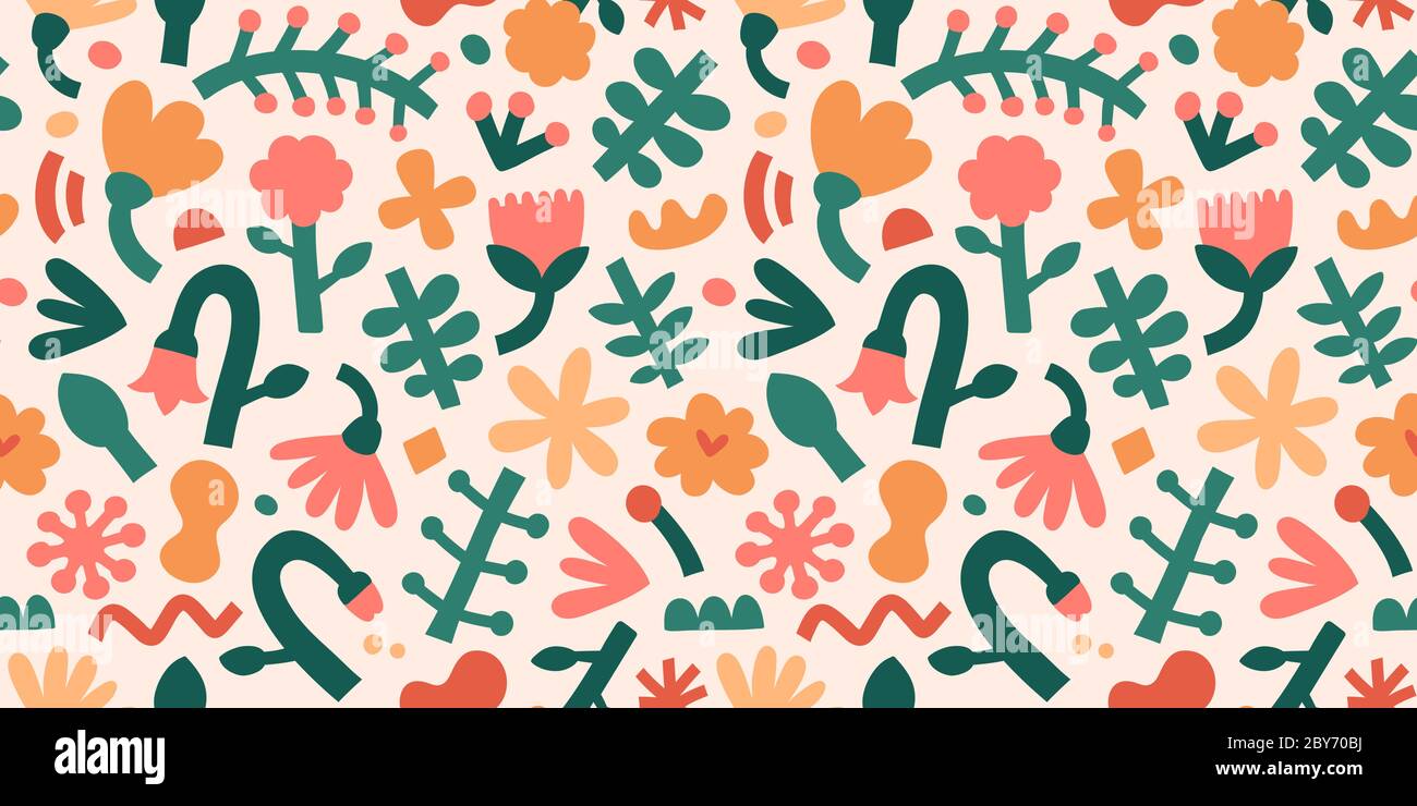 Motif floral contemporain, formes et formes abstraites, texture sans couture, imprimé botanique, abstraction florale, formes de feuilles en timbre Illustration de Vecteur