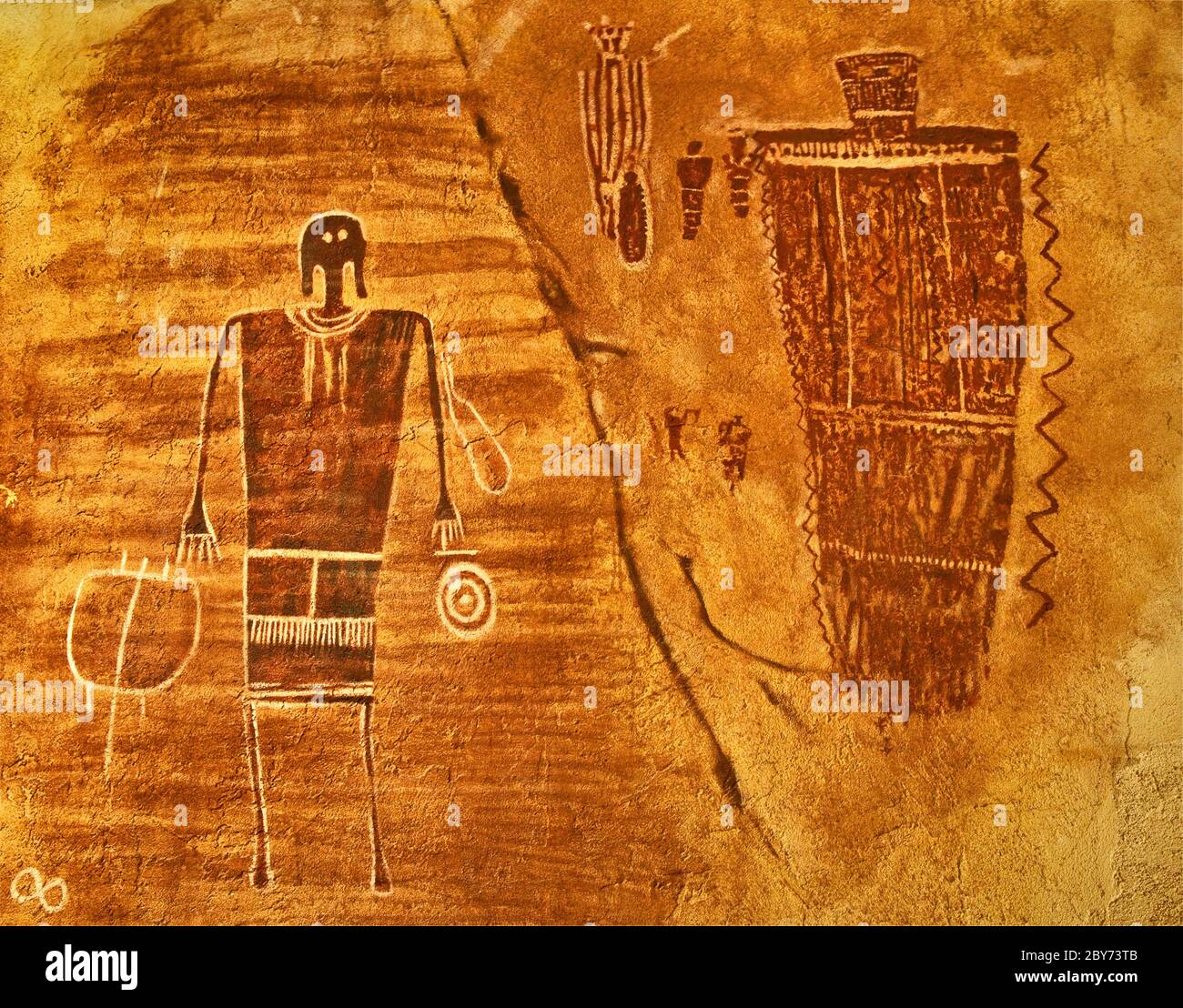 Répliques de pétroglyphes et de pictogrammes Anasazi (Puebloans ancestraux) à Edge of the Cedars Museum and State Park, Blanding, Utah, États-Unis Banque D'Images
