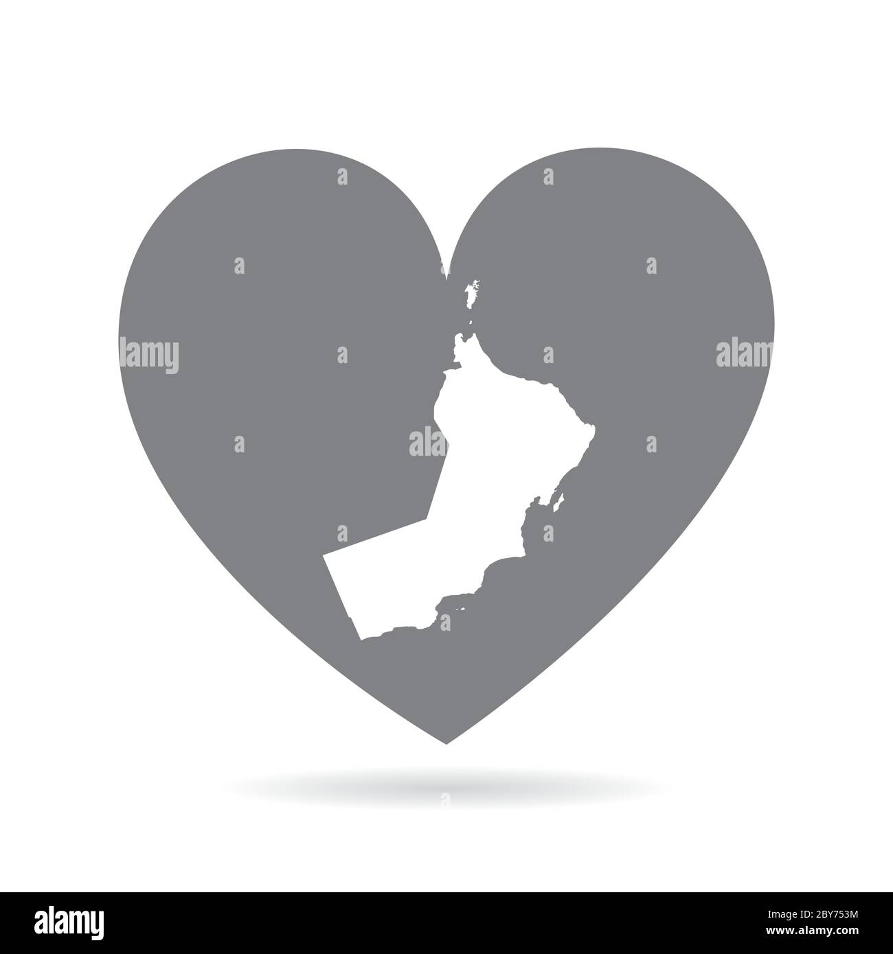 Carte de pays d'Oman à l'intérieur d'un coeur gris amour. Fierté nationale Illustration de Vecteur
