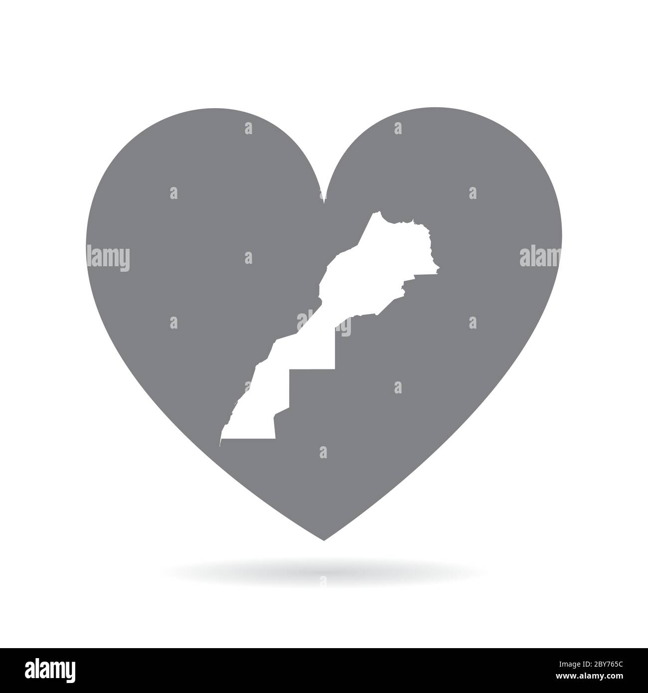 Carte du Maroc à l'intérieur d'un coeur gris amour. Fierté nationale Illustration de Vecteur