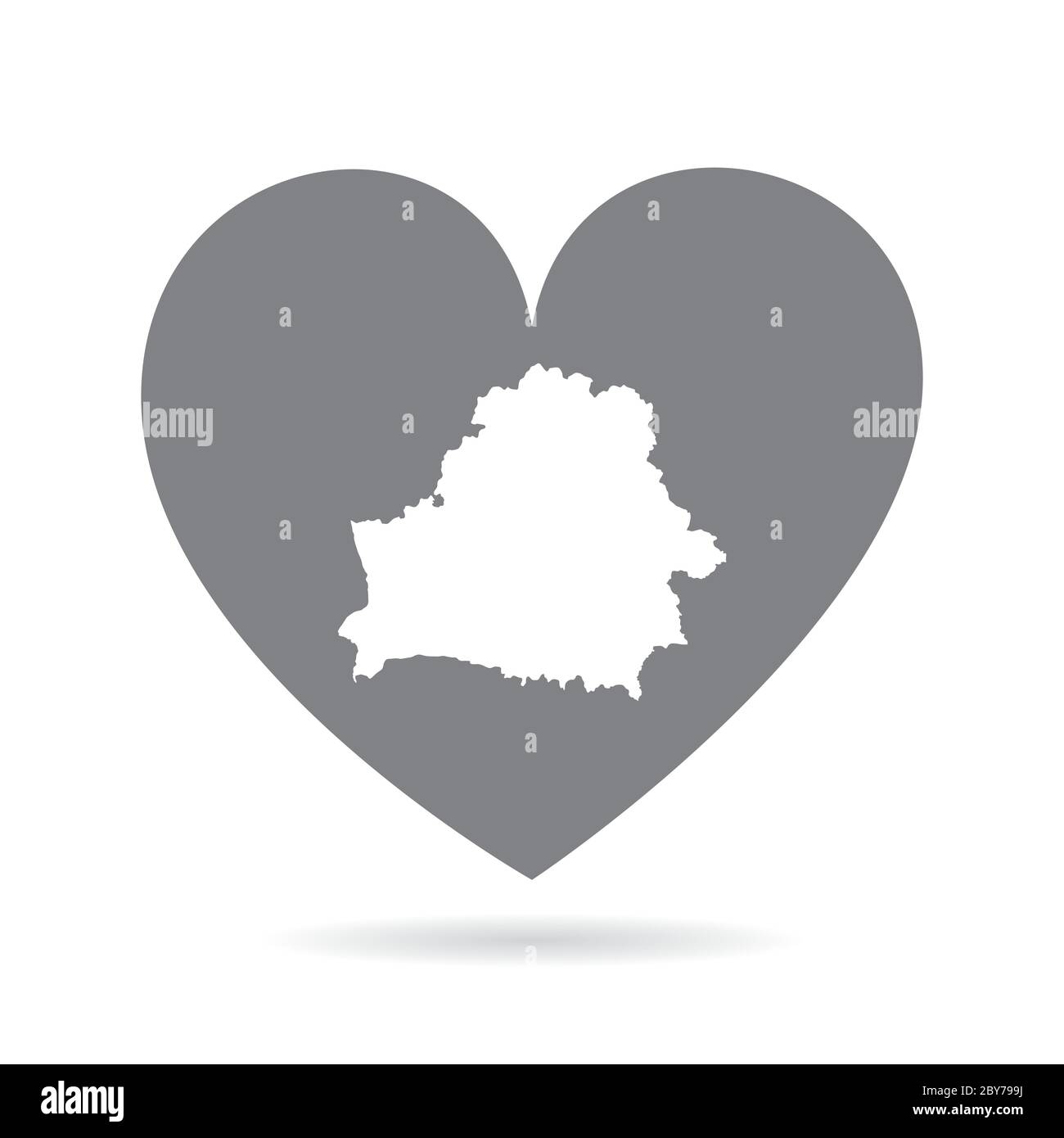 Carte de la Biélorussie dans un coeur gris amour. Fierté nationale Illustration de Vecteur