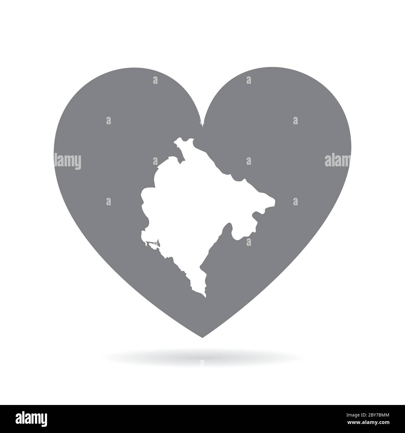 Carte du pays du Monténégro dans un coeur gris amour. Fierté nationale Illustration de Vecteur