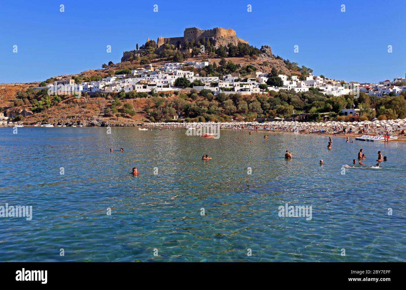 Plage de Lindos Banque D'Images