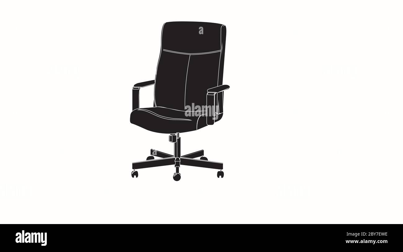 Vector Noir et blanc isolé Illustration d'un joueur ou d'une chaise de bureau. Silhouette Illustration de Vecteur