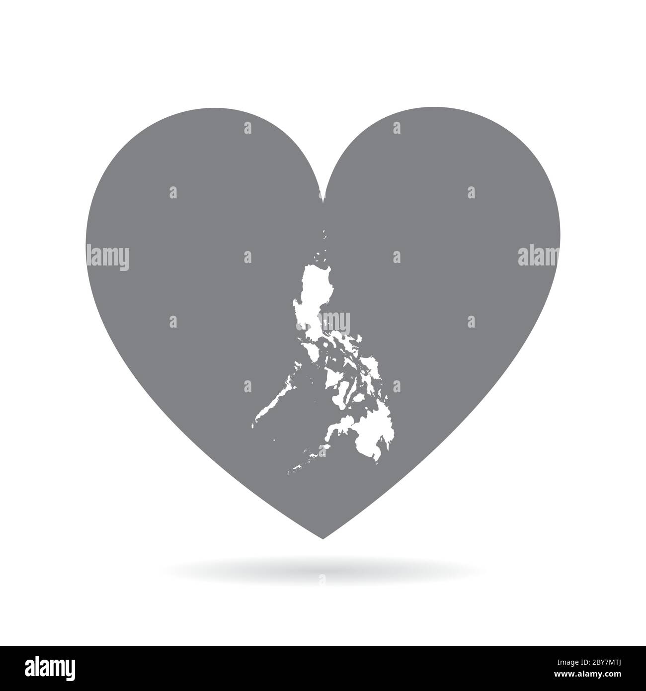 Carte de pays des Philippines à l'intérieur d'un coeur gris amour. Fierté nationale Illustration de Vecteur