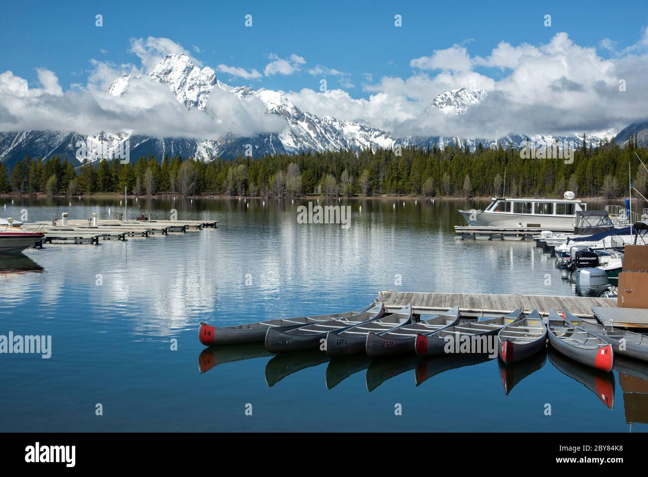 États-Unis, montagnes Rocheuses, Wyoming, parc national de Grand Teton, lac Jackson avec le mont Moran Banque D'Images