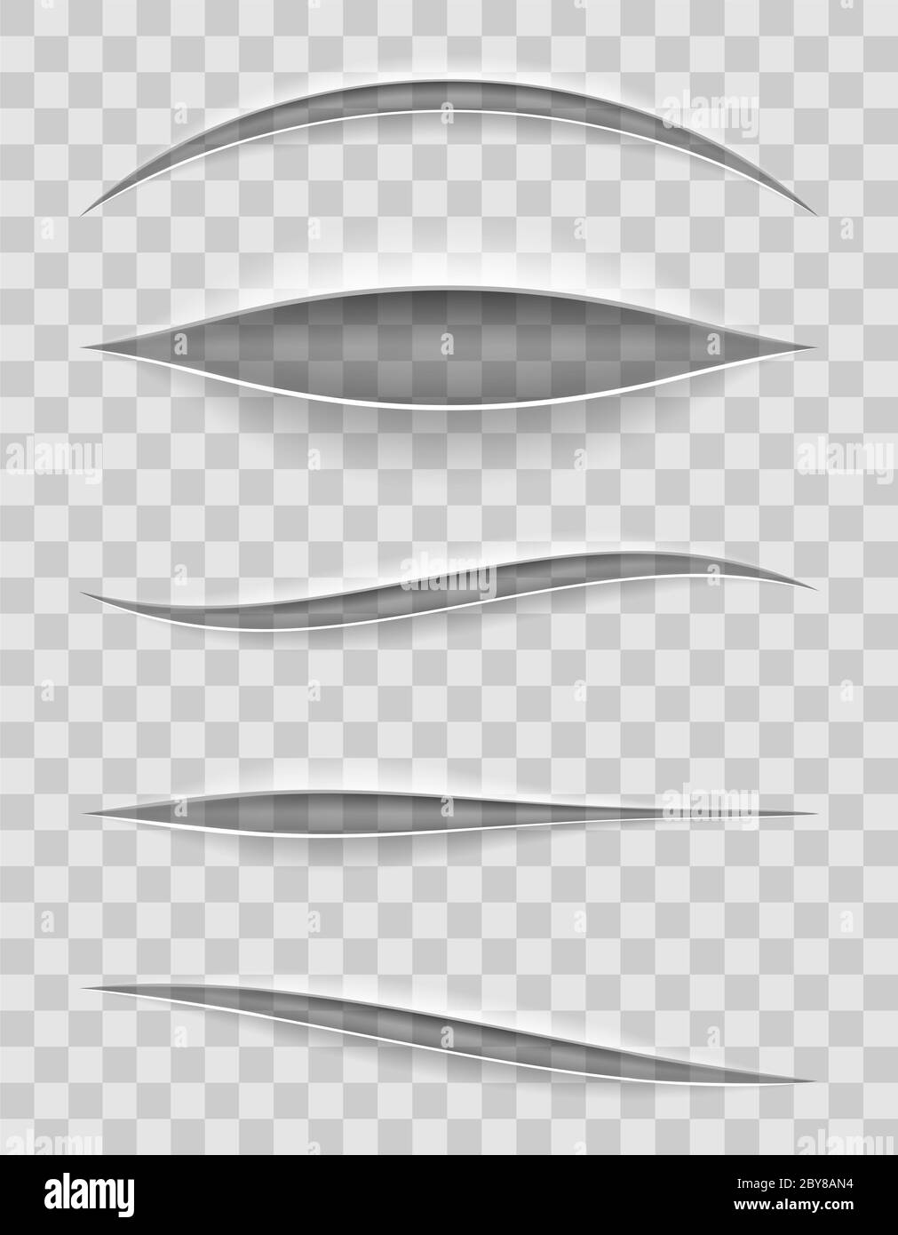 des coupes de papier réalistes avec un couteau avec un fond transparent pour l'illustration vectorielle de conception isolée sur l'arrière-plan Banque D'Images