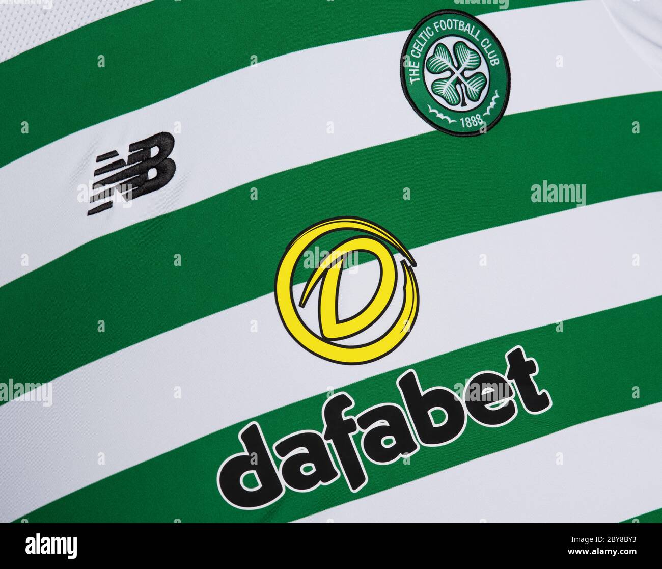 Gros plan sur le maillot domicile Celtic FC 2019/20 Banque D'Images