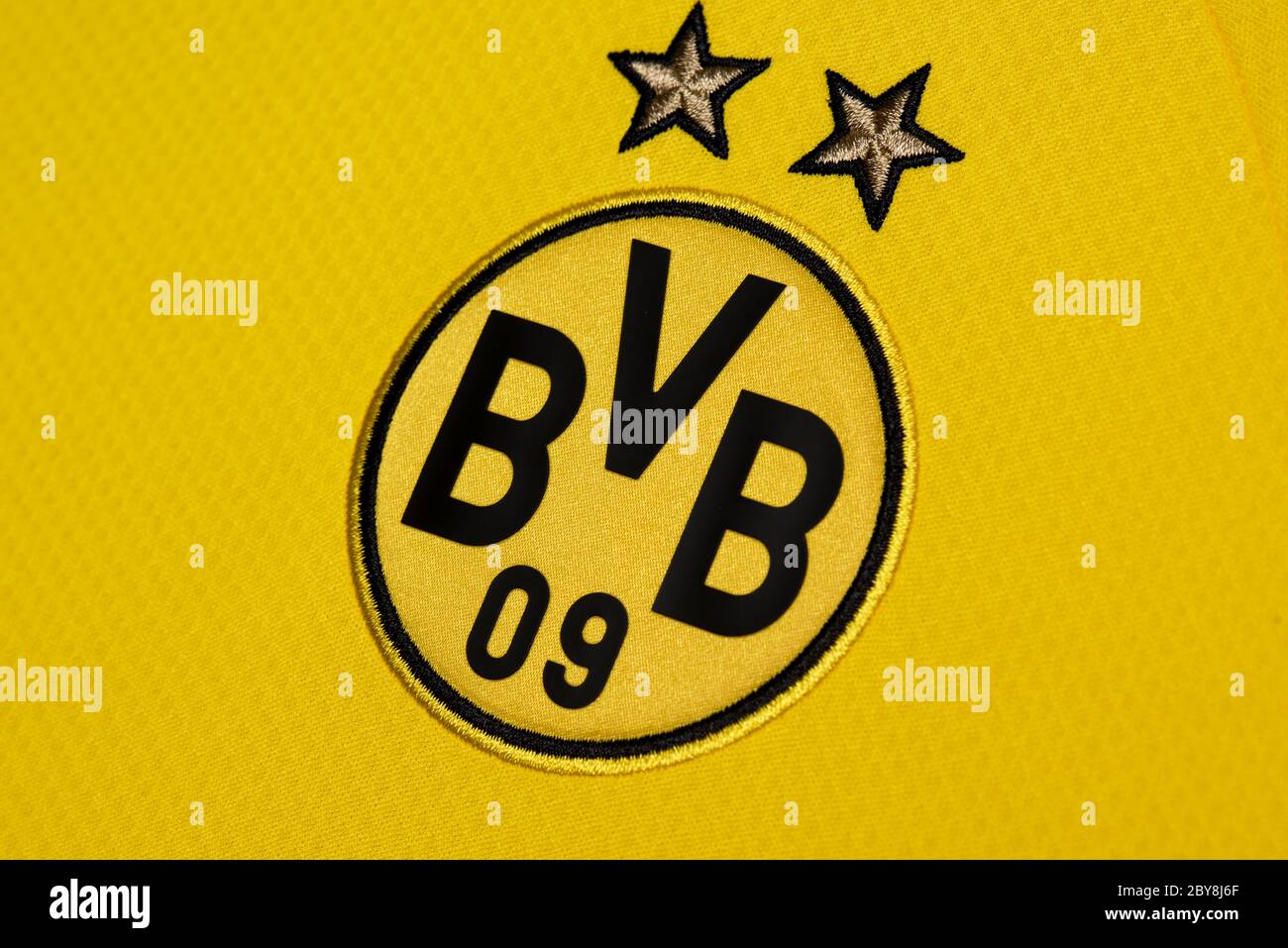 Gros plan sur l'écusson Borussia Dortmund. Banque D'Images