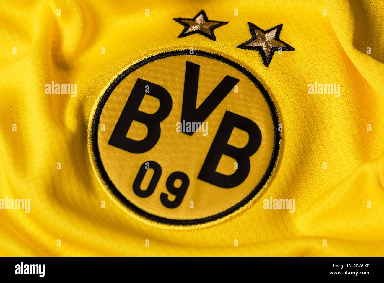 Gros plan sur l'écusson Borussia Dortmund. Banque D'Images