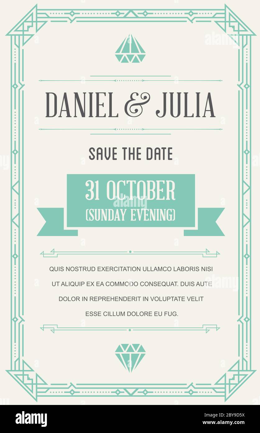 Invitation style de grande qualité dans Art déco ou époque Nouveau vecteur de l'époque Gangster des années 1920 Illustration de Vecteur