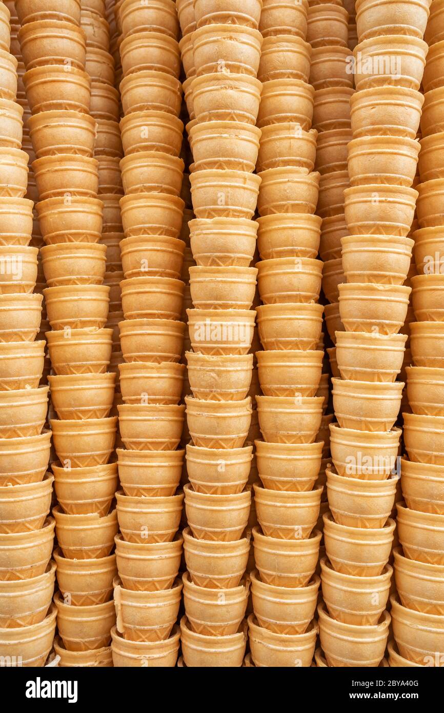 Fond de cornets de crème glacée à motif gaufré Banque D'Images
