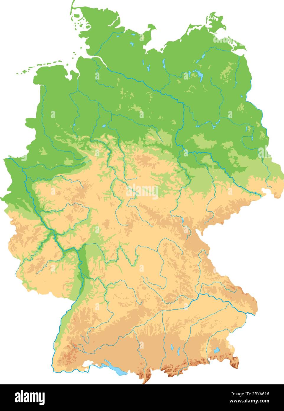 Carte physique de l'Allemagne très détaillée. Illustration de Vecteur