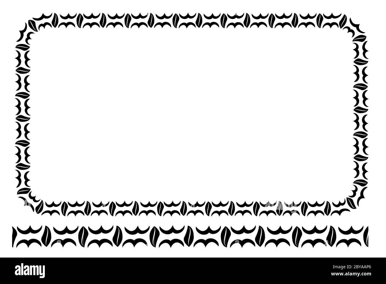 Cadre à motif floral rectangulaire à coin arrondi noir vectoriel, isolé sur blanc Illustration de Vecteur
