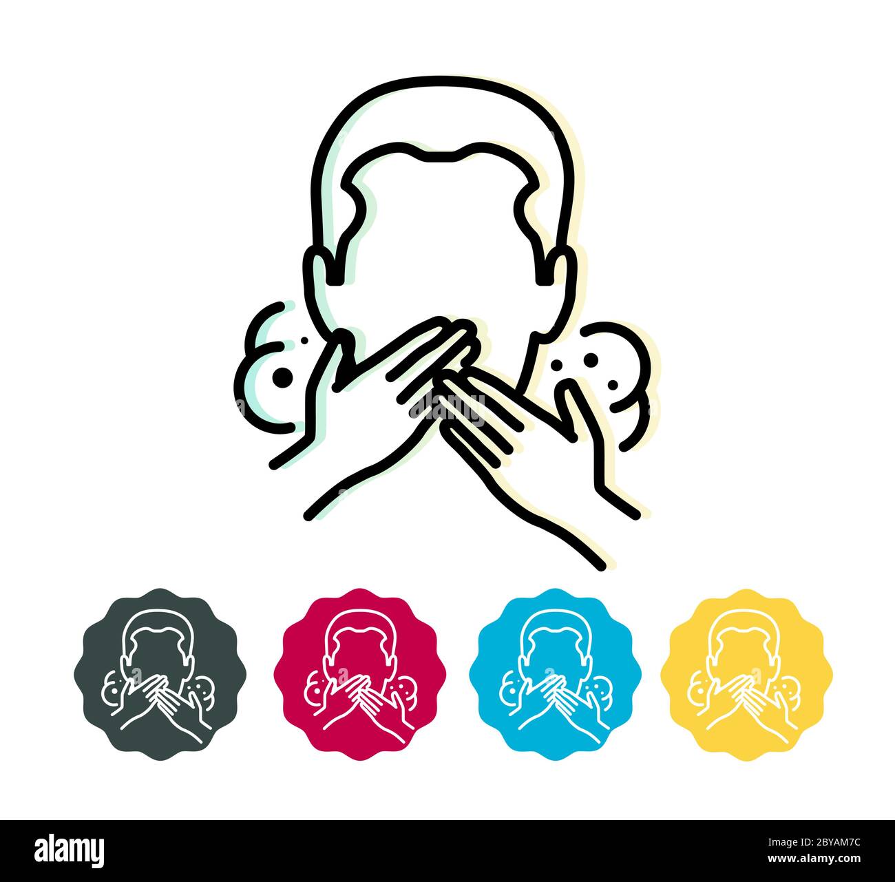 Nouveau coronavirus - COVID-19 - essoufflement - icône comme fichier EPS 10 Illustration de Vecteur