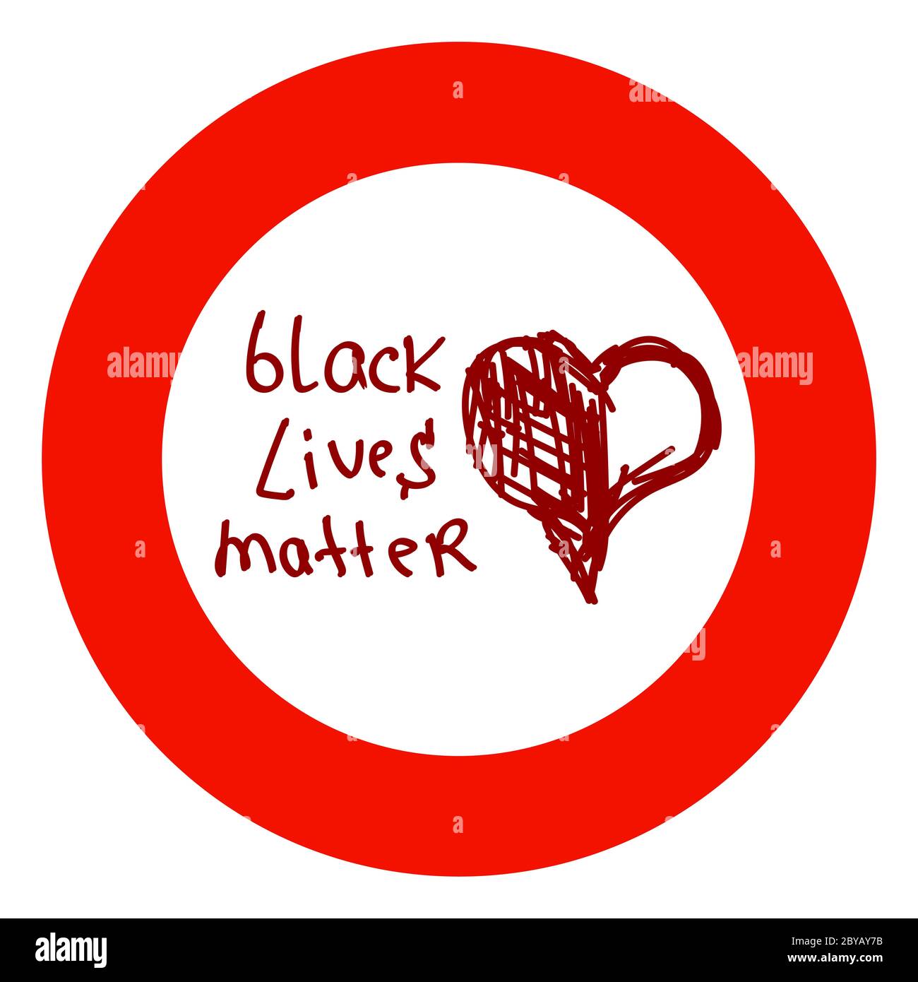 Texte Black Lives Matter. Coeurs dessinés à la main. Bannière anti-racisme et égalité et tolérance raciales. Toutes les vies comptent. Modèle de médias sociaux. Banque D'Images