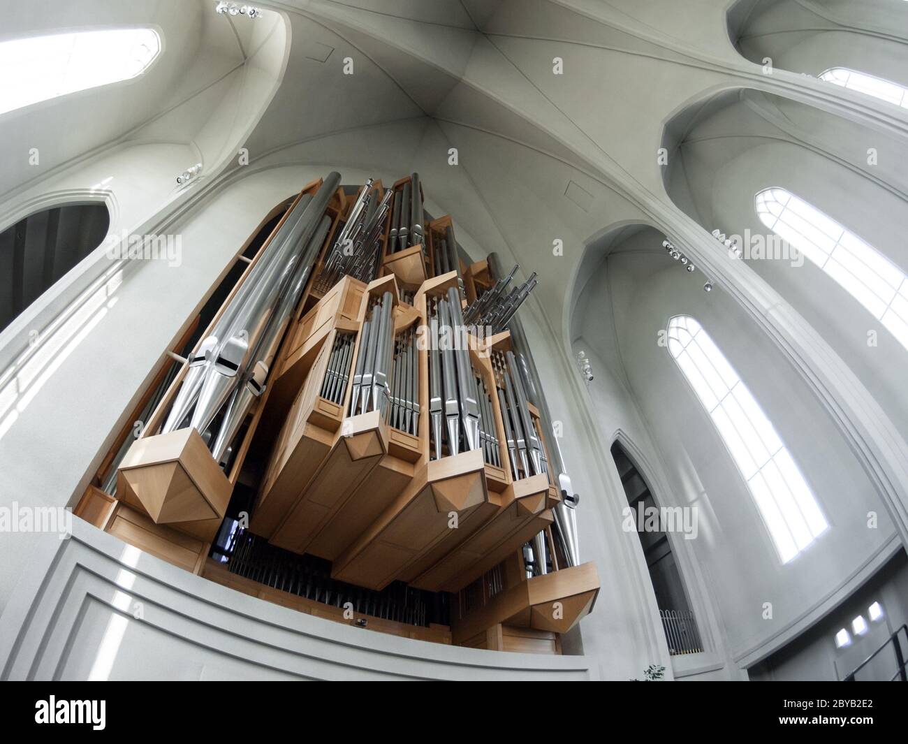 Tuyaux d'orgue à Hallgrimskirkja, cathédrale luthérienne de Reykjavik, Islande Banque D'Images