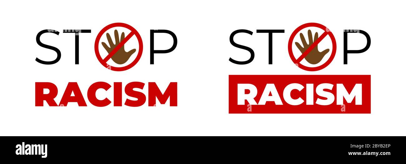 Affiche Stop racisme avec la couleur de la peau chez l'homme. Illustration vectorielle. Style plat. Abstrait Design décoratif pour pas de racisme bannières, affiches, cartes, icônes Illustration de Vecteur