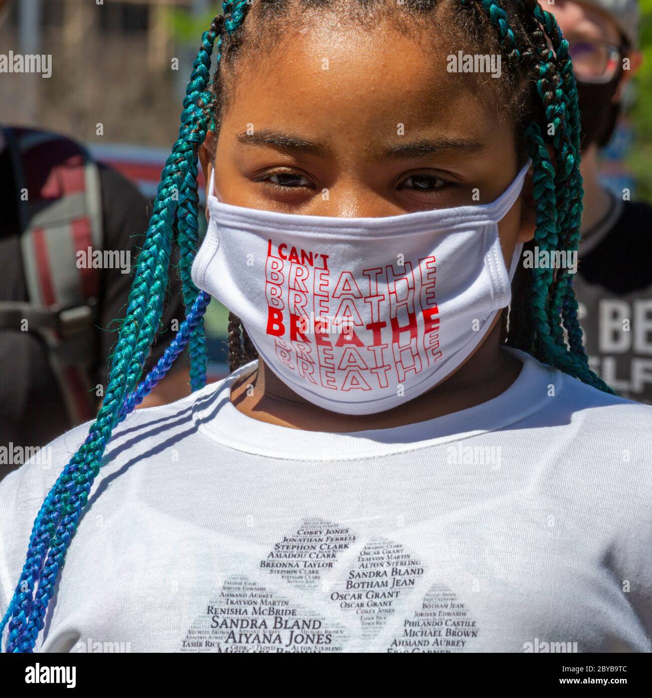 Detroit, Michigan - des enseignants des écoles publiques et des districts de banlieue de Detroit se rassemblent pour protester contre la brutalité policière et le meurtre de George par la police Banque D'Images