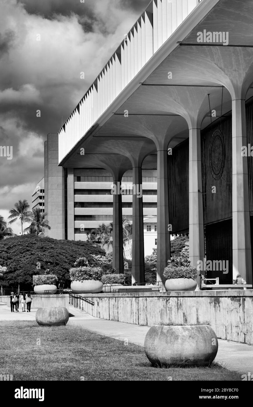 Capitole de l'État, Honolulu City, île d'Oahu, Hawaii, États-Unis Banque D'Images