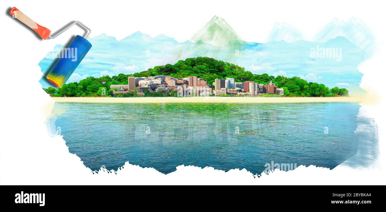 Plage tropicale ensoleillée sur l'île Banque D'Images