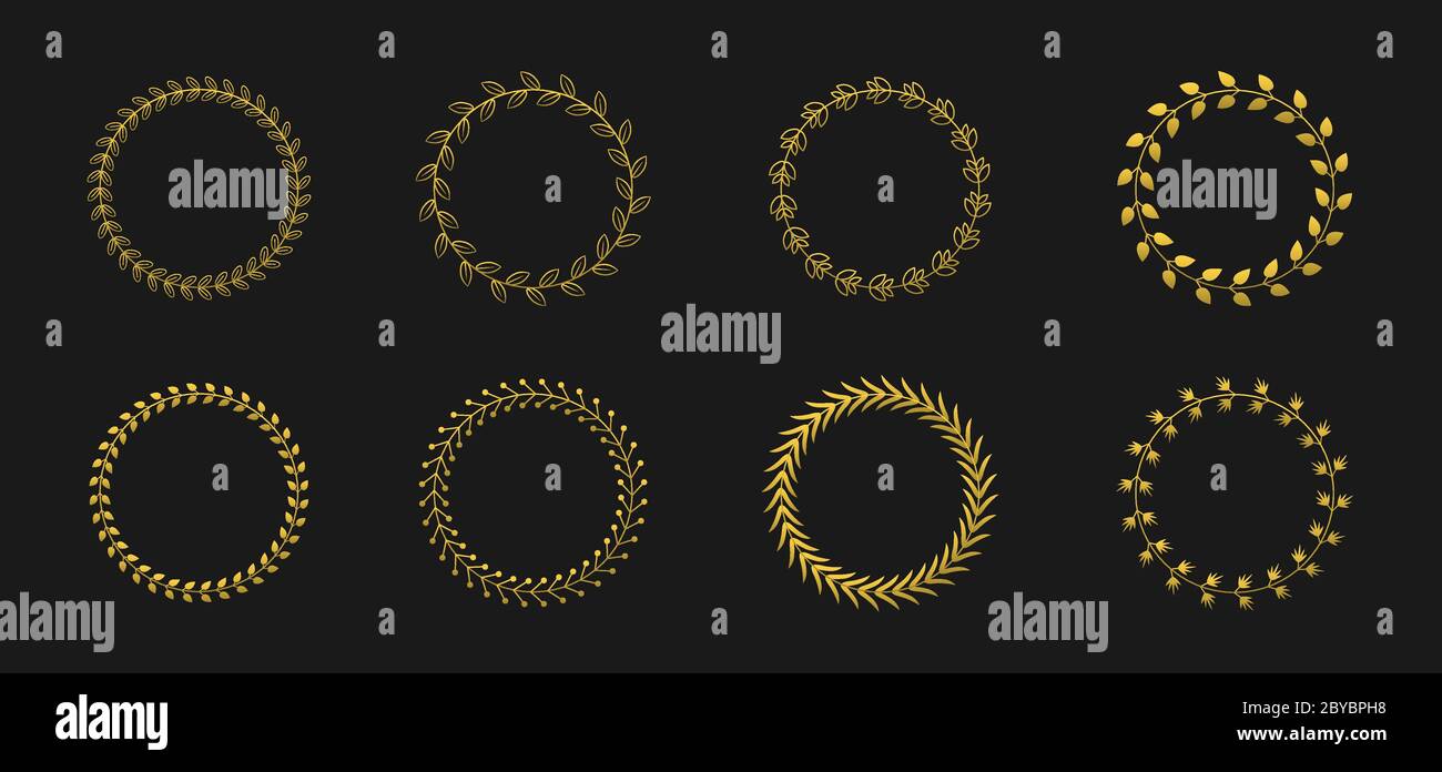 Couronnes fleuries rondes dessinées à la main Illustration de Vecteur