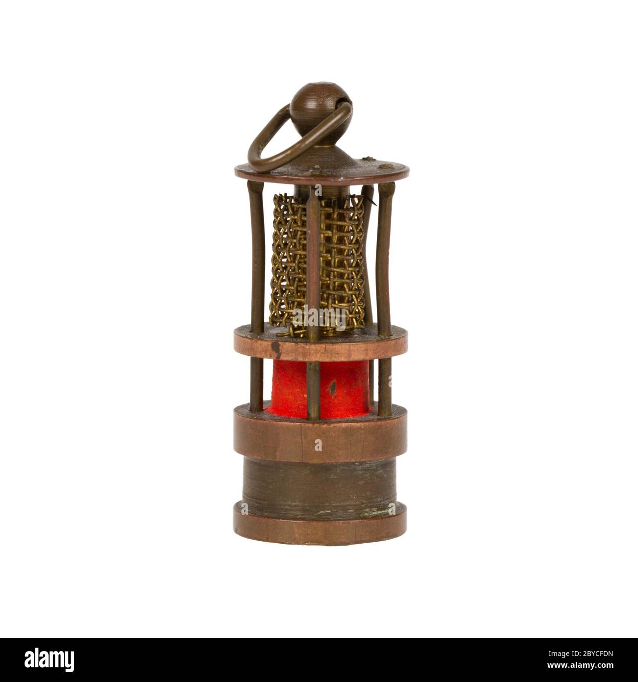 Très ancienne miniature d'une lampe de mineurs Banque D'Images