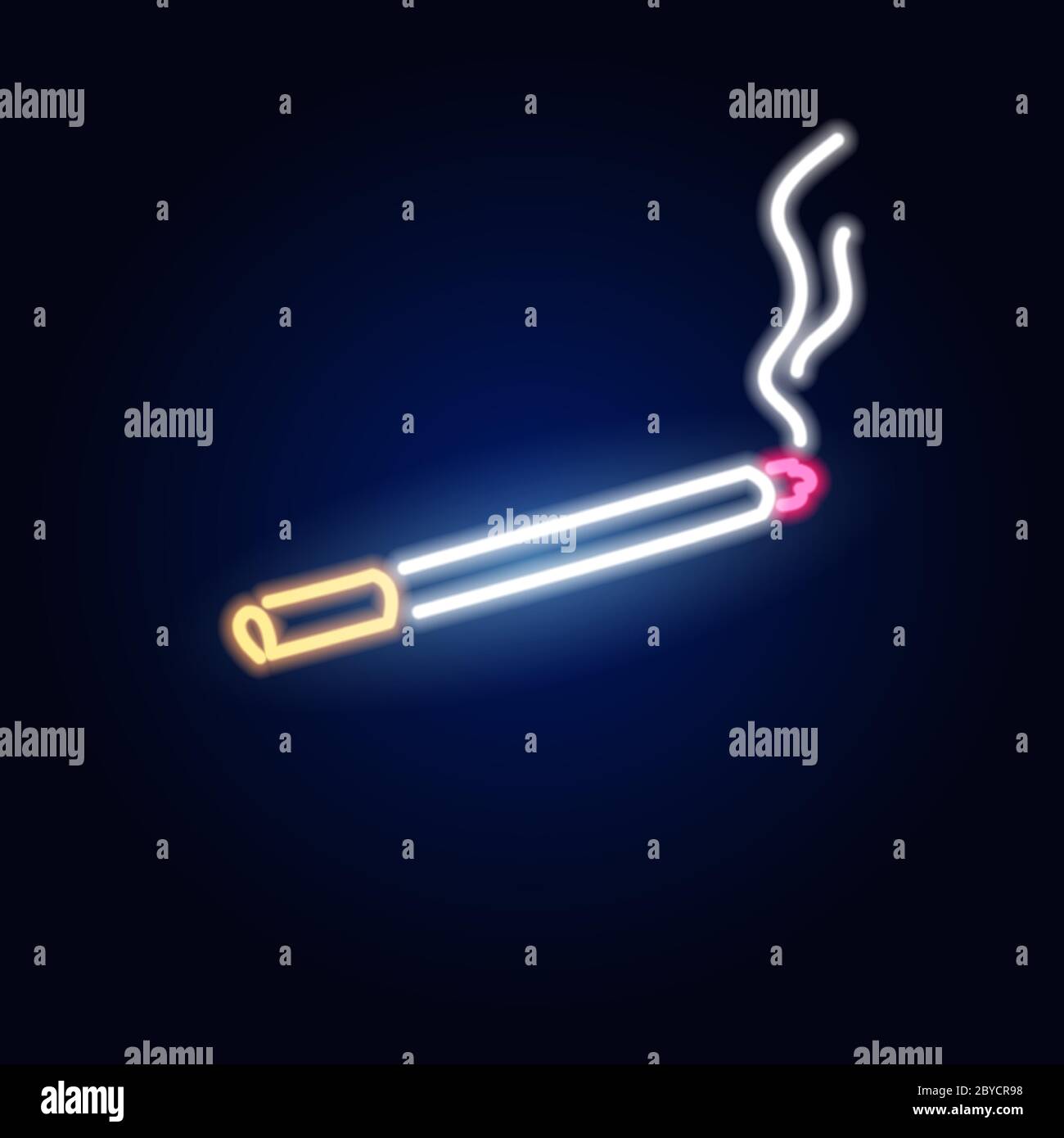 Cigarette au néon. Affiche mode. Panneau de signalisation de la veilleuse, bannière lumineuse. Emblème d'été. Logo du Club Bar sur fond sombre. Illustration de Vecteur