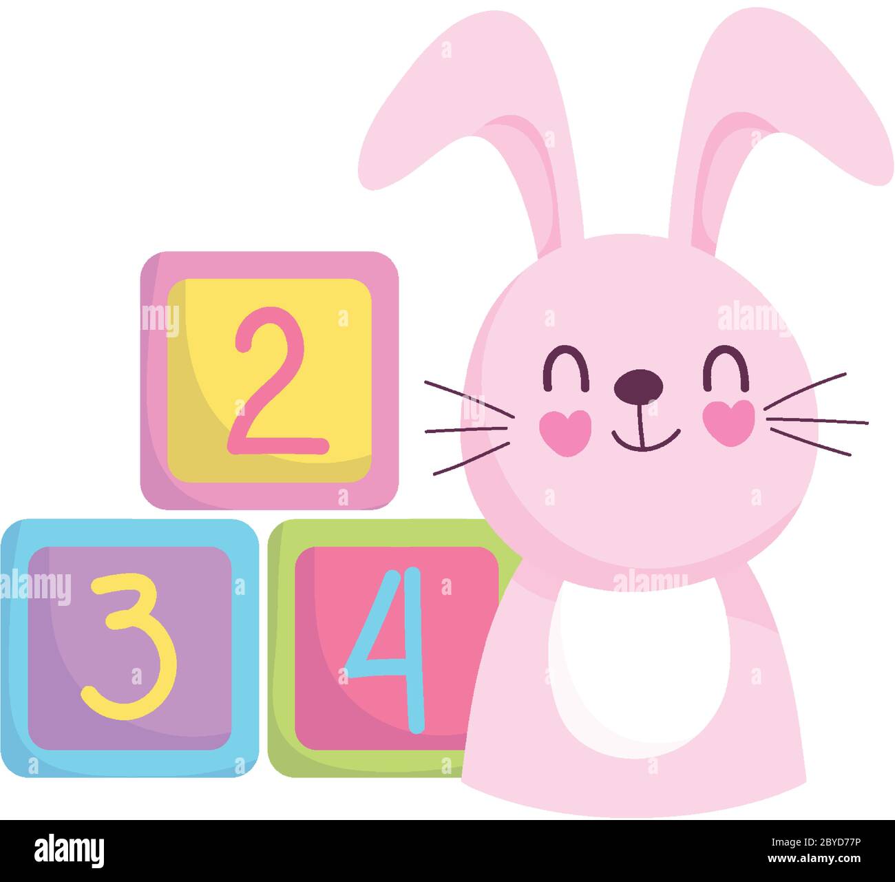 Douche De Bebe Mignon Lapin Cubes Dessin Anime Annonce De Nouveau Ne Carte De Bienvenue Illustration Vectorielle Image Vectorielle Stock Alamy