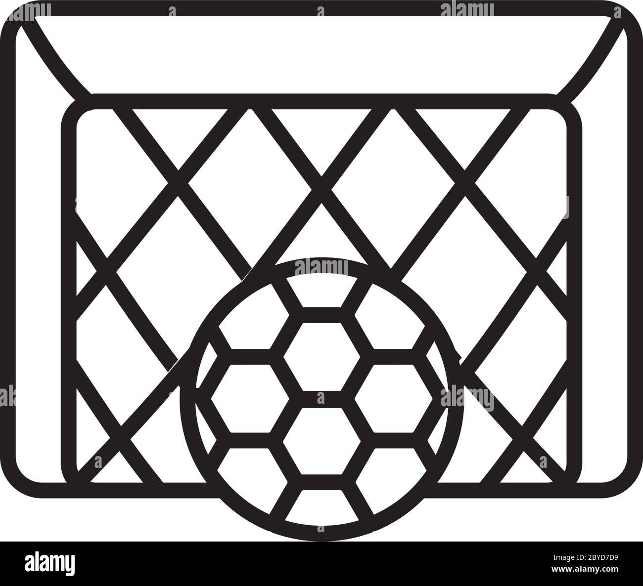 icône ballon de football et porte de but sur fond blanc, style de ligne, illustration vectorielle Illustration de Vecteur
