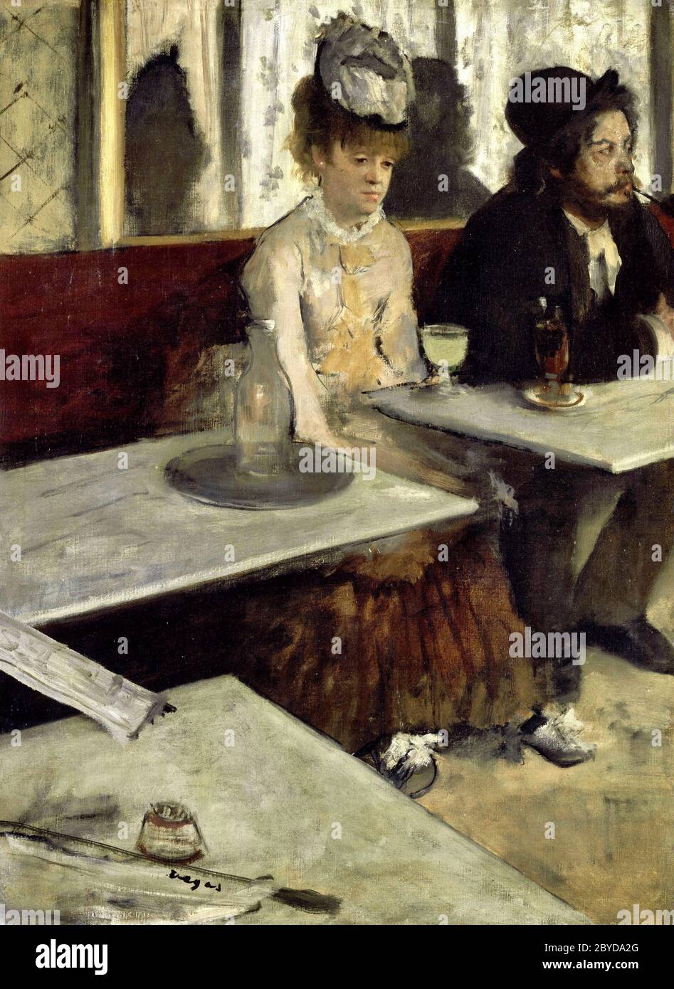 Dans un café ou l'Absinthe - Edgar Degas, 1873 Banque D'Images